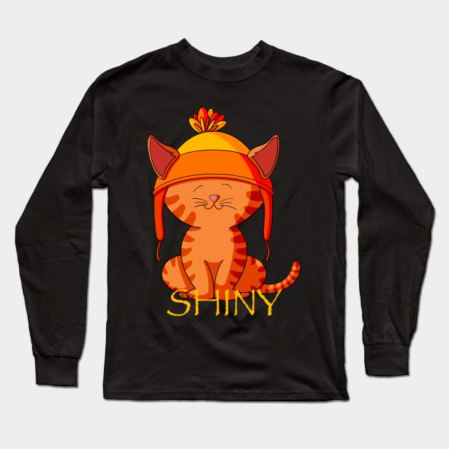 Shiny Ginger Tabby Cat Long Sleeve T-Shirt by Alisha Ober Designs